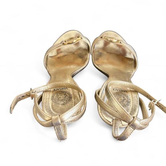 Authentic y2k 2000's vtg. Gold Logo Versace Strappy heels size‎ 6/36. - Picture 4 of 7